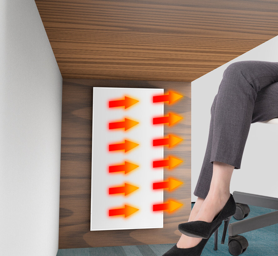 Buro verwarming voor onder de tafel of aan de wand - Infrarood verwarmingsplaat -  Eenvoudige montage - 320 x 620 x 15 mm regelbaar