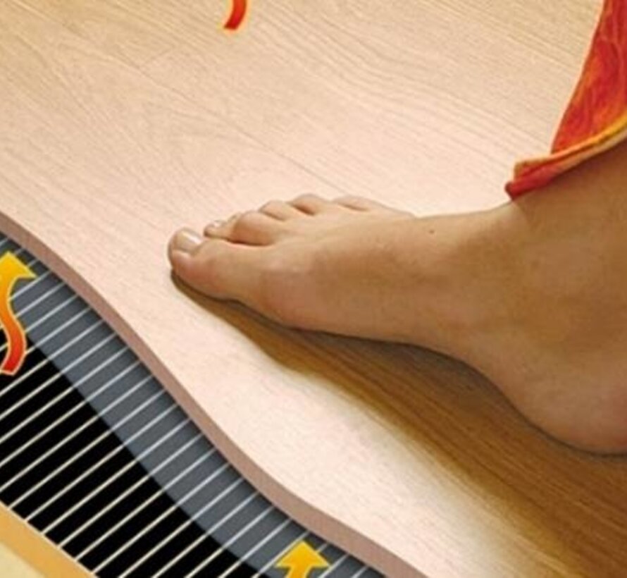 Infrarood vloerverwarming ECO Foil Home - 75 cm breed 100 watt m² -0.38 mm dun - Gelamineerd - Aansluitkabel middels optiemenu