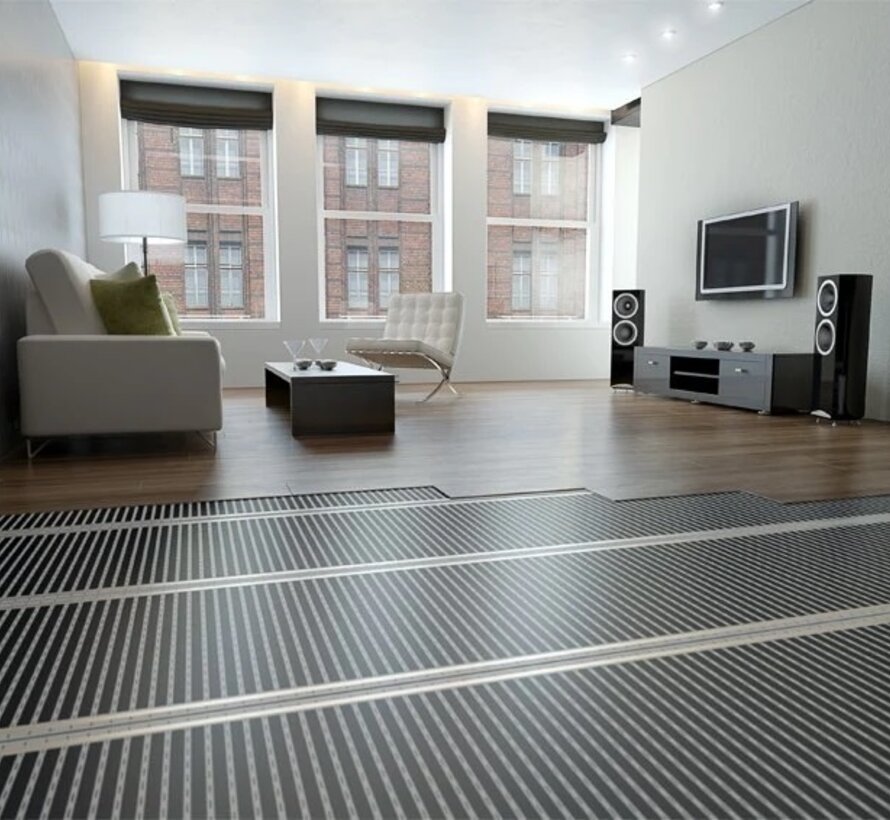 Infrarood vloerverwarming ECO Foil Home - 75 cm breed 100 watt m² -0.38 mm dun - Gelamineerd - Aansluitkabel middels optiemenu