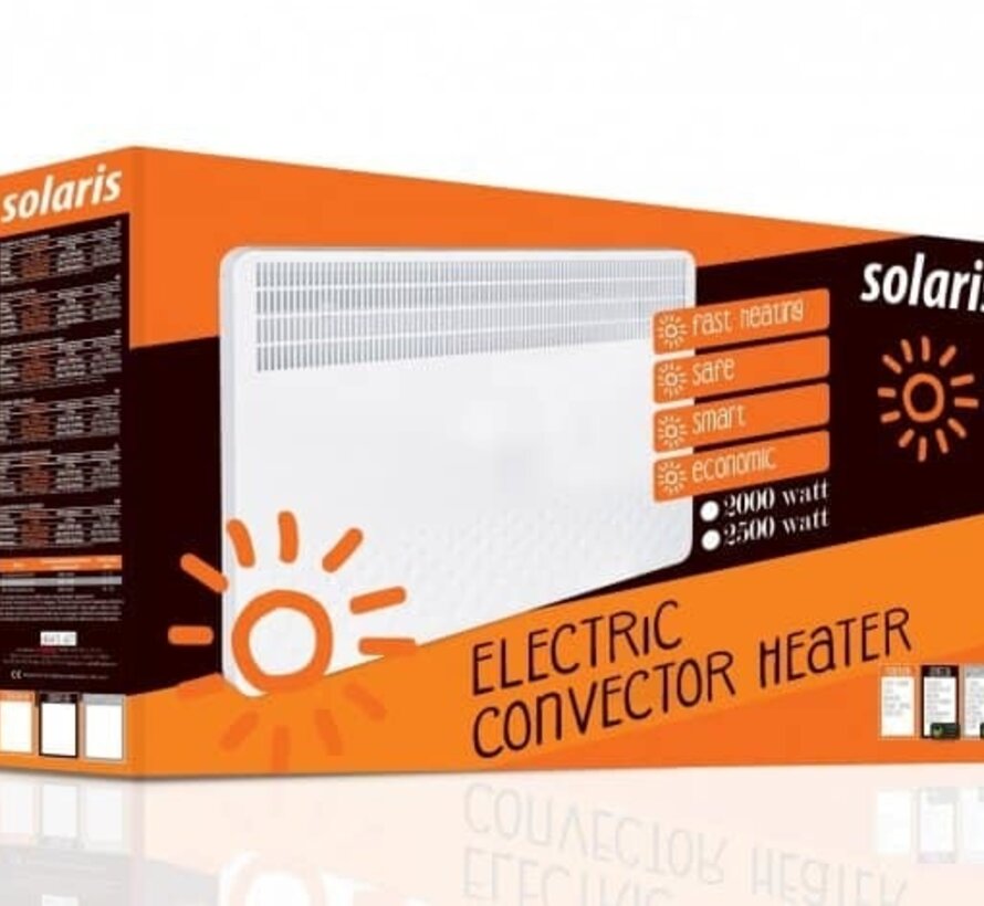 Solaris Professioneel elektrische verwarming 1000 / 2000 watt - Voetsteunen en wandbevestigingbeugel meegeleverd