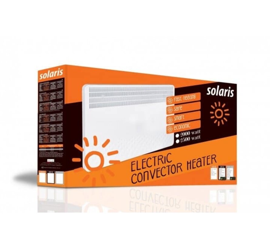 Solaris Professioneel elektrische verwarming 1000 / 2000 watt - Voetsteunen en wandbevestigingbeugel meegeleverd