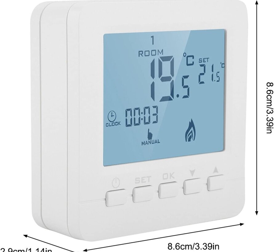 Thermostat Vogue à programmation - Programme hebdomadaire - 3 Ampères - Compatible avec plusieurs modèles de chaudières