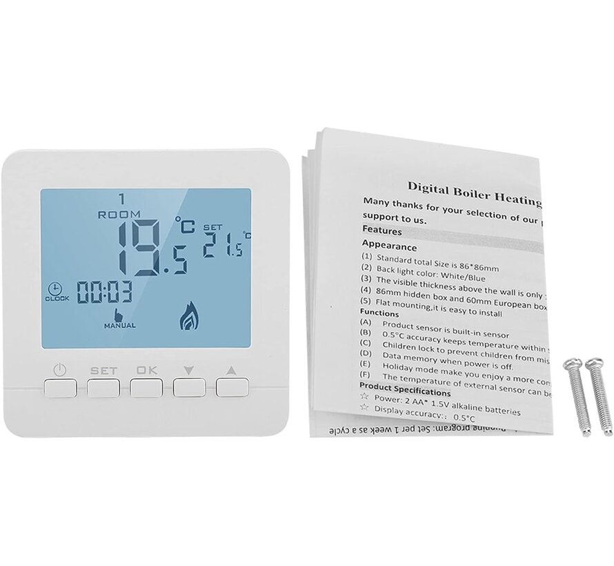 Digitale opbouw klokthermostaat - weekprogramma