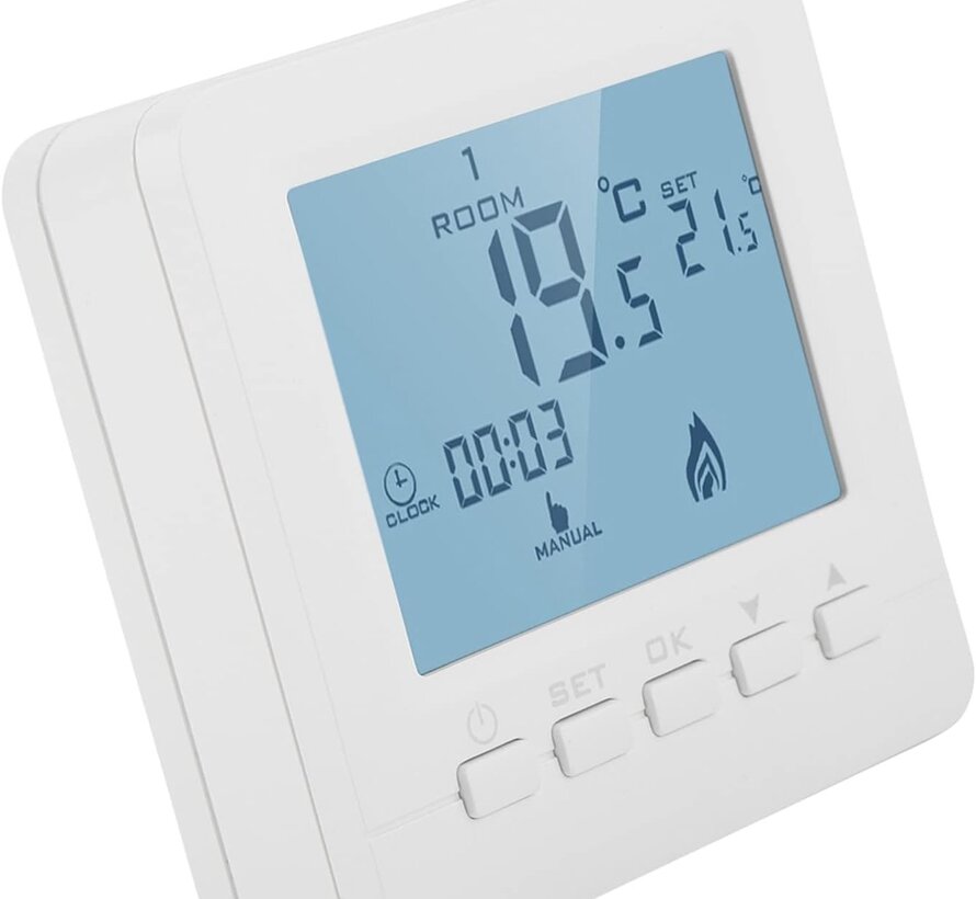 Thermostat Vogue à programmation - Programme hebdomadaire - 3 Ampères - Compatible avec plusieurs modèles de chaudières