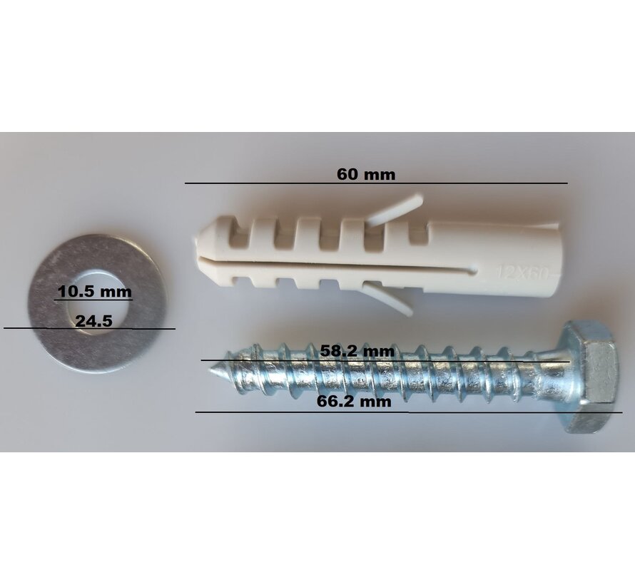 Schroef met plug en ring 2 set a 4 stuks - Ten behoeve van twee  montage platen - Boilers vanaf 100 liter