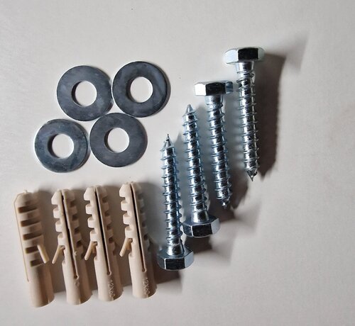 Schroef met plug en ring 2 set a 4 stuks - Ten behoeve van twee  montage platen - Boilers vanaf 100 liter