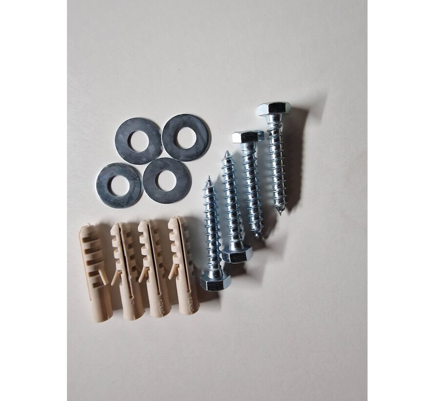 Schroef met plug en ring 2 set a 4 stuks - Ten behoeve van twee  montage platen - Boilers vanaf 100 liter