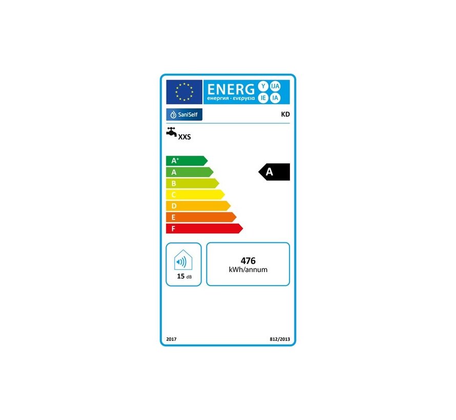 SaniSelf KD - onderbouw doorstromer - 3500 Watt - 2 liter per minuut - Met stekker - Energieklasse A - Herkomst Duitsland