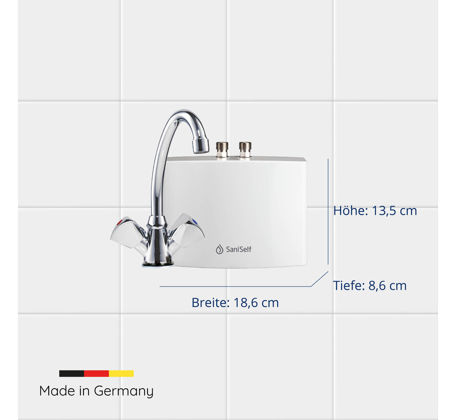 SaniSelf KDU doorstroomverwarmer (onderbouw) - 2 liter / minuut- Energielabel A - Met stekker - Herkomst Duitsland