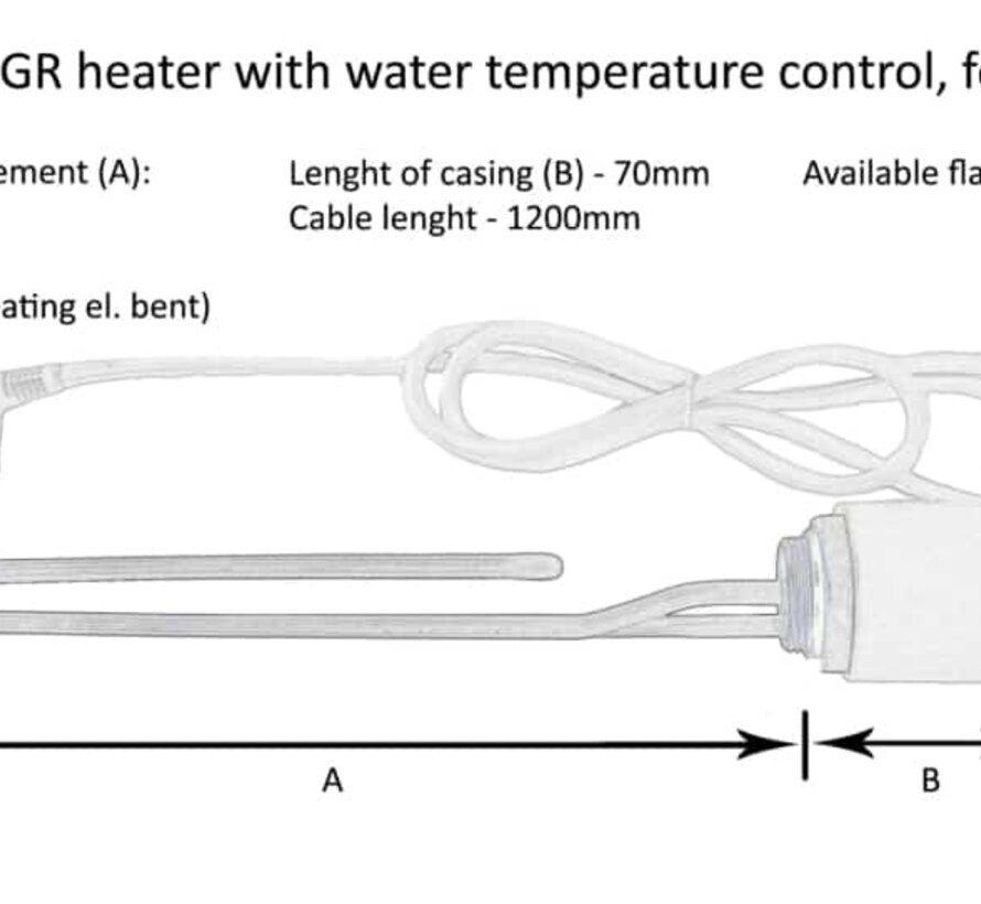 Hottech elektrisch erwarmings element - 5/4 of 6/4 Draad voor staande boilers - 230 Volt-1500-2000-3000 watt