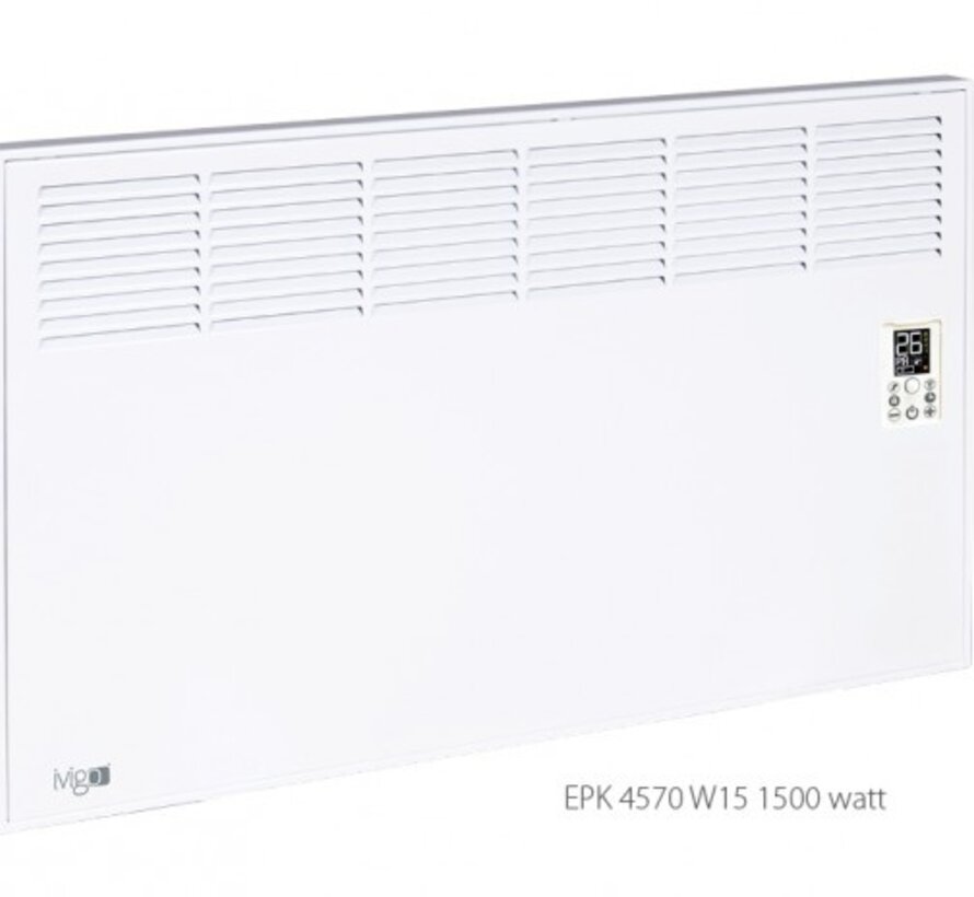 Ivigo chauffage électrique Smart - Professionnel Wi-Fi - 500 à 2500 watts - Chauffage entièrement programmable - Contrôle via votre téléphone ou directement sur l'appareil - Comprend un support mural et des pieds - Fabriqué en Europe