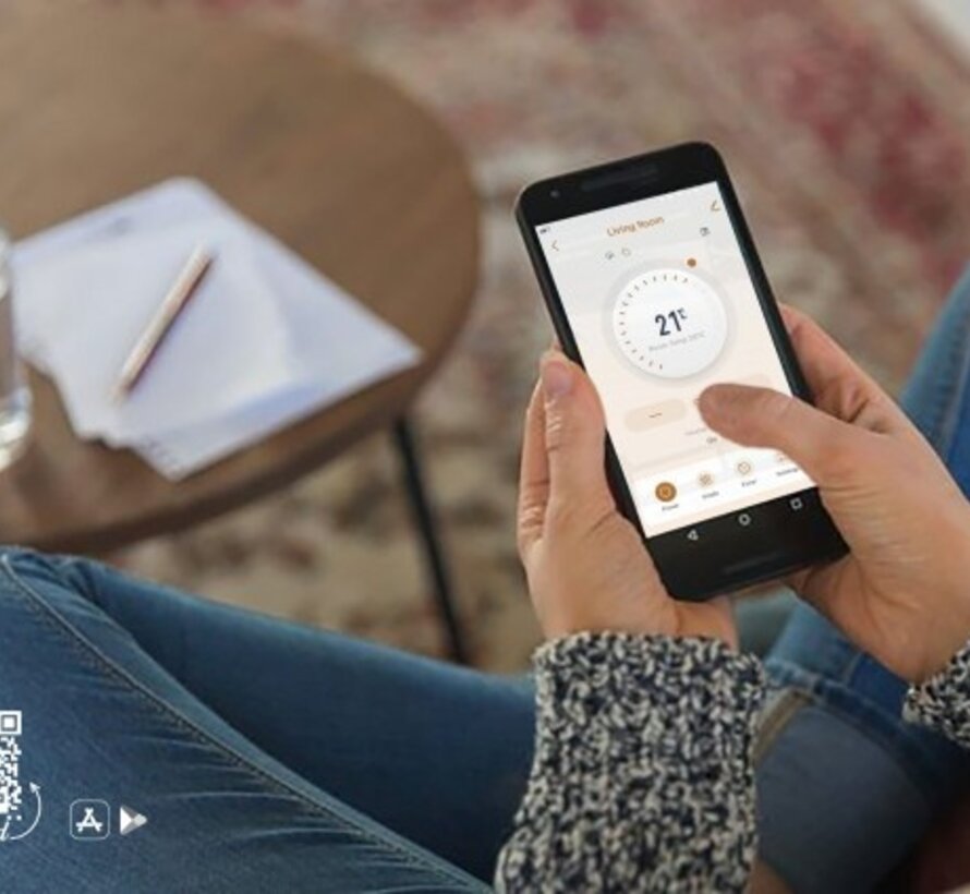 Ivigo chauffage électrique Smart - Professionnel Wi-Fi - 500 à 2500 watts - Chauffage entièrement programmable - Contrôle via votre téléphone ou directement sur l'appareil - Comprend un support mural et des pieds - Fabriqué en Europe