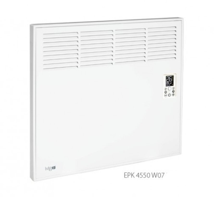 Ivigo chauffage électrique Smart - Professionnel Wi-Fi - 500 à 2500 watts - Chauffage entièrement programmable - Contrôle via votre téléphone ou directement sur l'appareil - Comprend un support mural et des pieds - Fabriqué en Europe