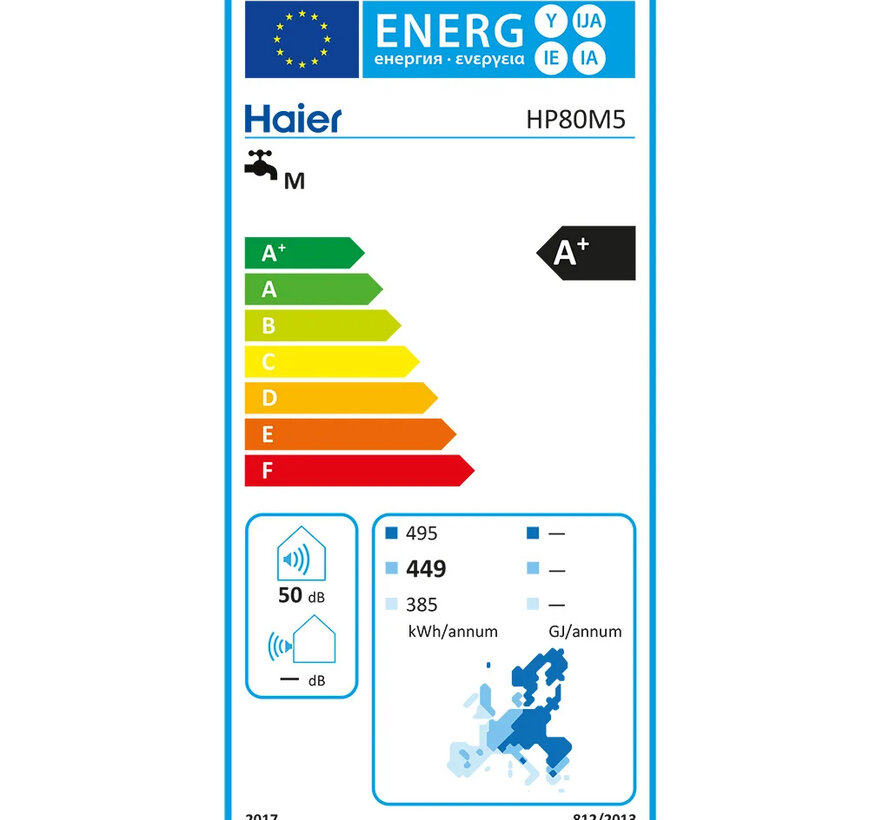 Haier warmtepompboiler - 80 liter inhoud - Energielabel A + - Model Haier HP80M5 - Met subsidie