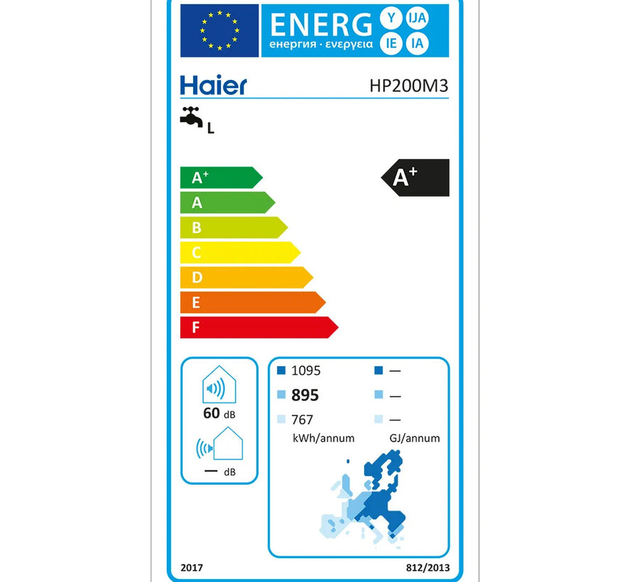 Haier warmtepompboiler model HP200M3 - 195 liter - Energielabel A+ - Subsidie