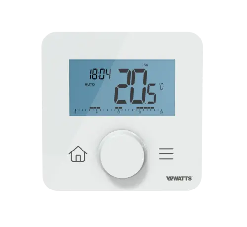 Watts Vision Le thermostat Watts BT-DP03 HC RF offre un contrôle de température flexible, avec affichage LCD, détection de fenêtre ouverte, option de capteur externe et sécurité