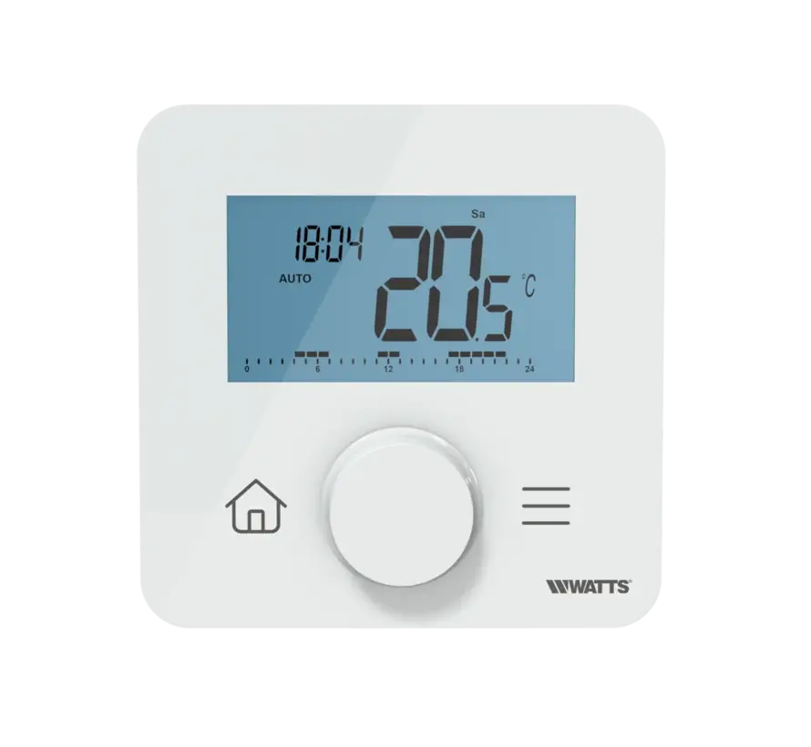 Le thermostat Watts BT-DP03 HC RF offre un contrôle de température flexible, avec affichage LCD, détection de fenêtre ouverte, option de capteur externe et sécurité