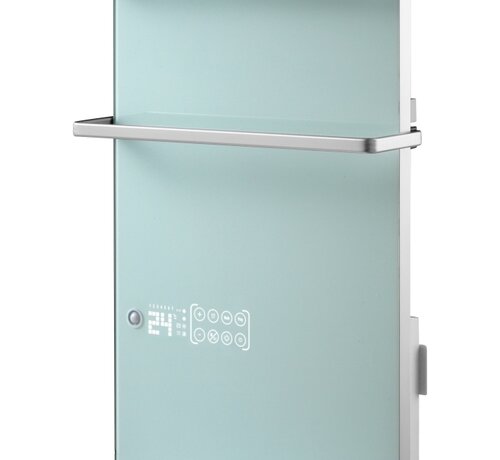 Tesy Handdoek verwarmer - badkamer verwarming - incl. handdoek beugel =- gehard glas in twee kleuren - wit - zwart
