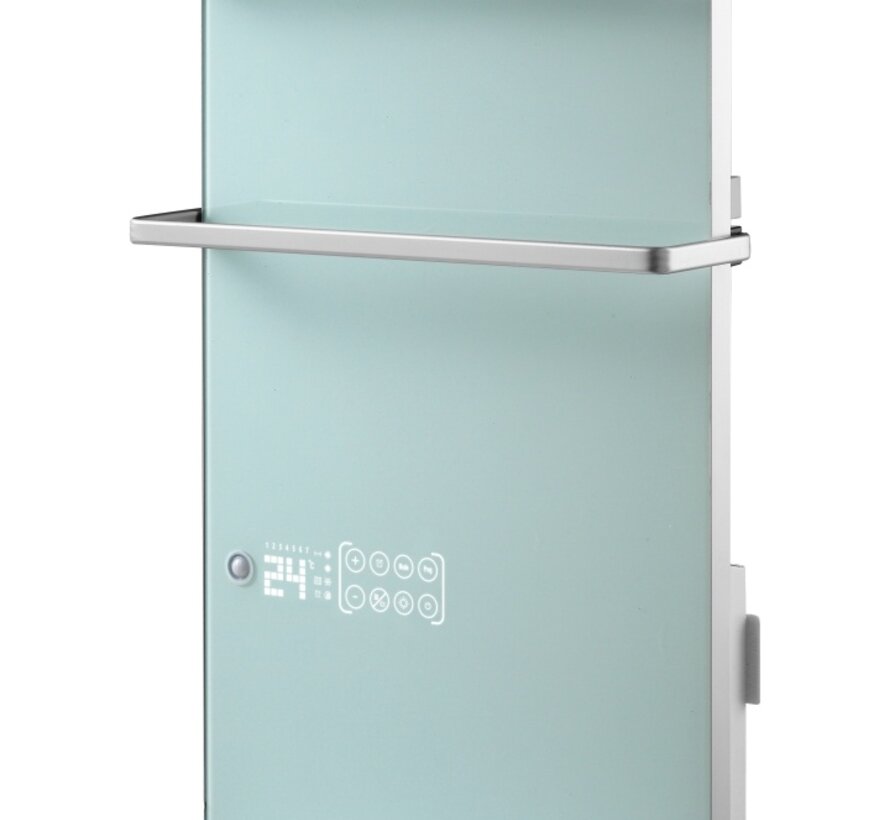 Handdoek verwarmer - badkamer verwarming - incl. handdoek beugel =- gehard glas in twee kleuren - wit - zwart