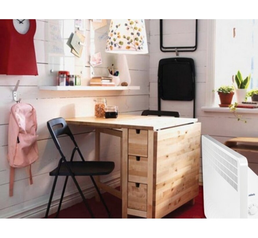 Solaris elektrische convector, klokthermostaat (professional) - 1000 of 2000watt - Voetsteunen en wandbevestigingbeugel meegeleverd