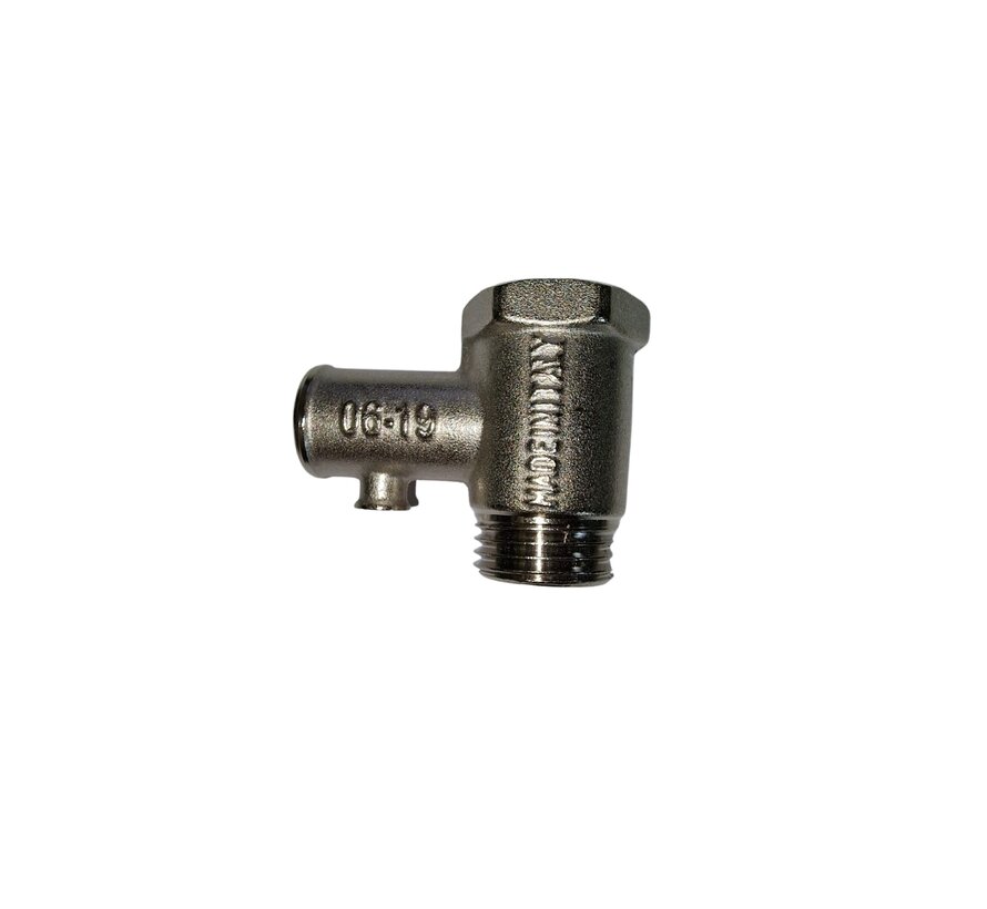 Veiligheid overdrukventiel universeel - 6 BAR 15mm aansluiting - Geschikt voor elektrische boilers