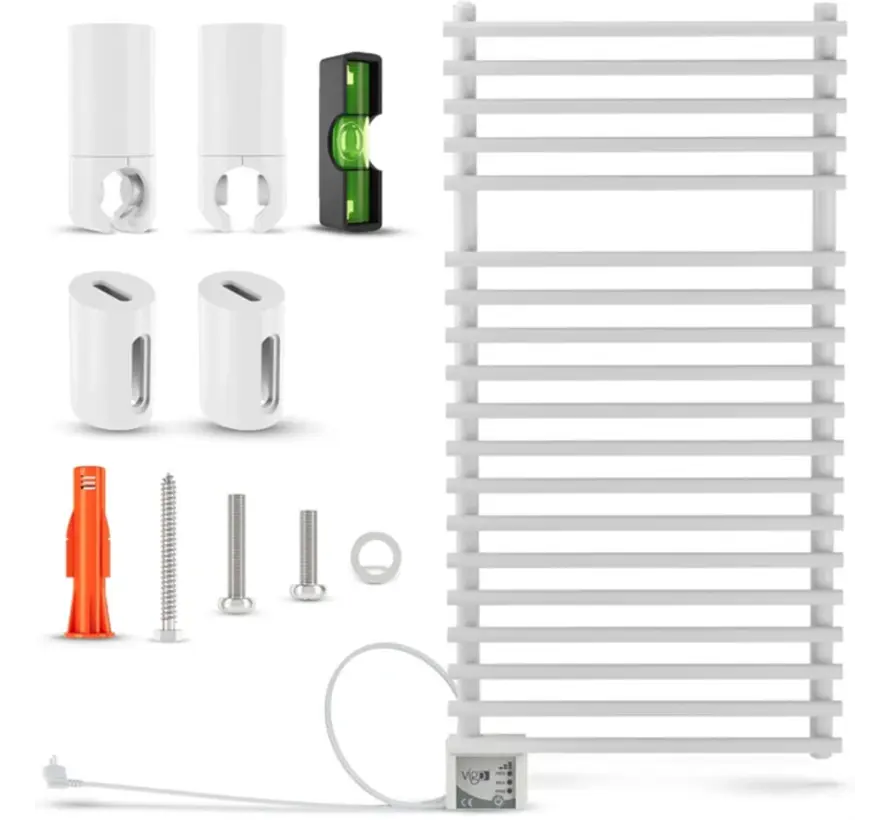 Ivigo elektrische handdoekradiator, digital - 275 watt - 500 x 650mm, Wit met 3 instel mogelijkheden