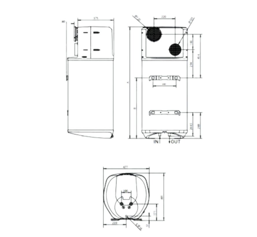 Ariston Nuos Primo Warmtepompboiler (80 Liter) - Energiezuinige Wandmontage