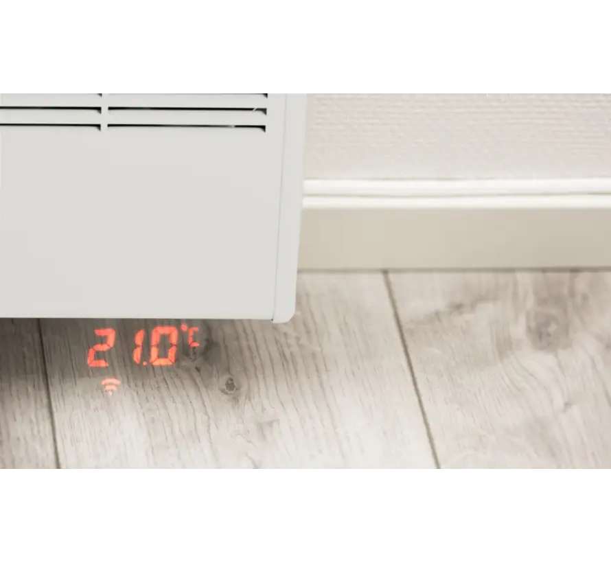 Beha elektrische convectie kachel,  500 t/m 1250w, klokthermostaat met via wifi programmeren klok en temperatuurinstelling