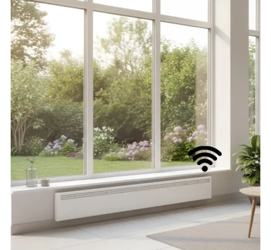 Beha elektrische convectie kachel,  500 t/m 1250w, klokthermostaat met via wifi programmeren klok en temperatuurinstelling