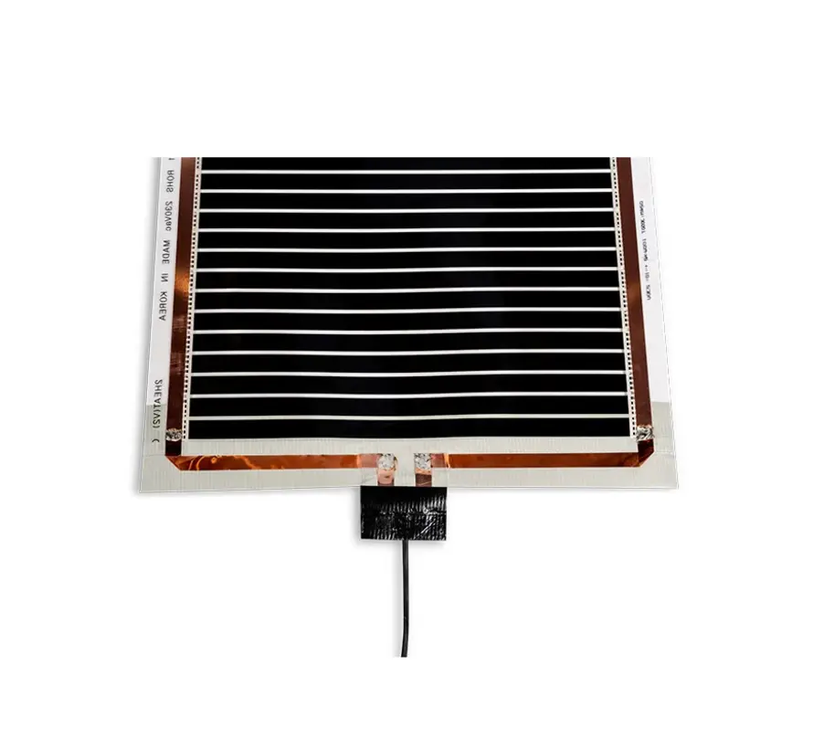 Infrarood vloerverwarmingsfolie, 75cm breed - 100w/m2 - met gesoldeerde VMVL aansluitkabel  a 100cm