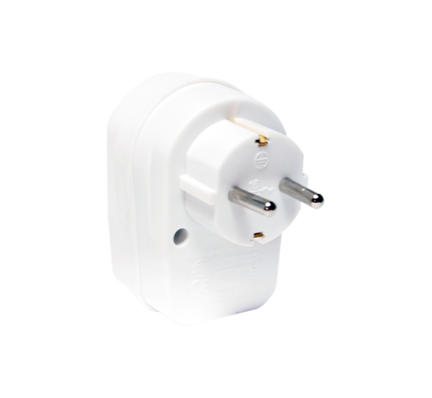 Overspanningsbeveiliging stekker in stekker. Ideaal voor uw elektrische aparatuur in huis.