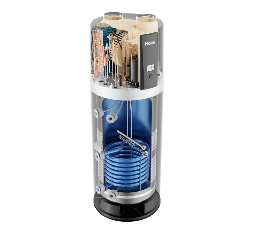 Haier warmtepompboiler, M7-C serie - 200 of 250 liter. Label A+  met wisselaar