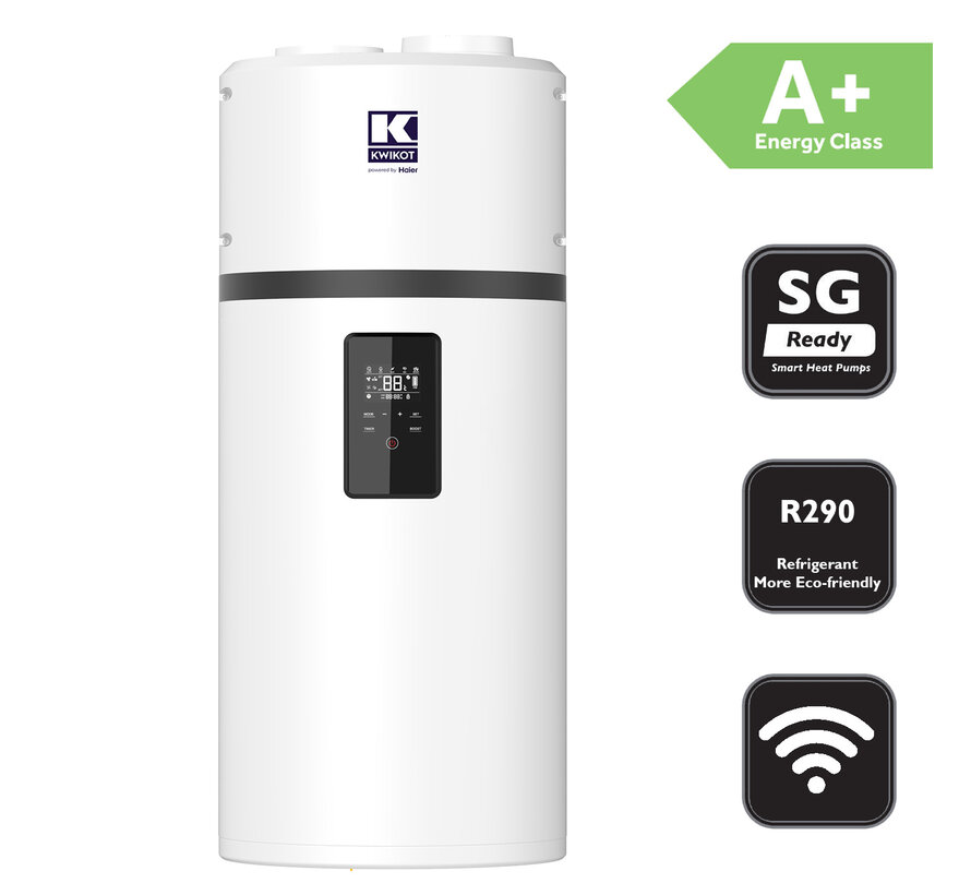 Kwikot M8 warmtepompboiler powered by Haier – 80L tot 150L (R290)