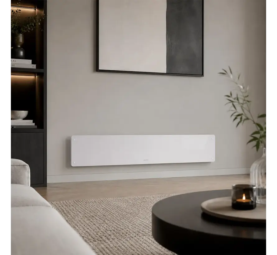 Beha LGV Wifi elektrische convector (750-1000W) - Laag Model Luxe Glas Wit