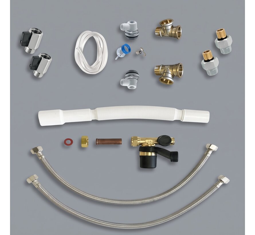 Boiler Aansluitset Premium 1/2" met Watts isolatiekoppelingen en leegloopvoorziening