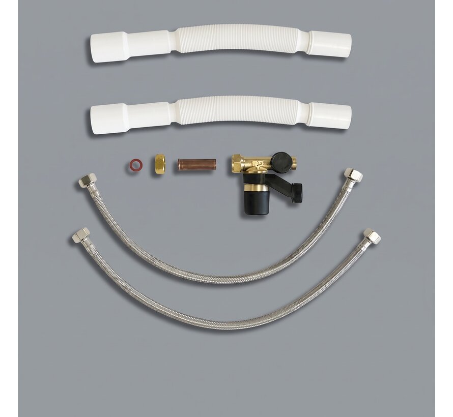 Universele Wandboiler Aansluitset Basis 1/2" met inlaatcombinatie en flexibele slangen