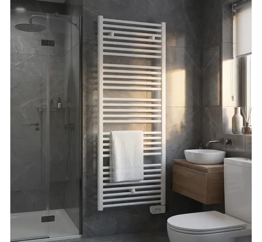 Radson Bagana Elektrische Handdoekradiator Wit met Essentiële Thermostat (RAL 9016)