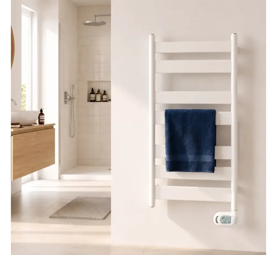 Adax Wave Elektrische Handdoekradiator Mat Wit – Scandi Design met Musa Eco Controller