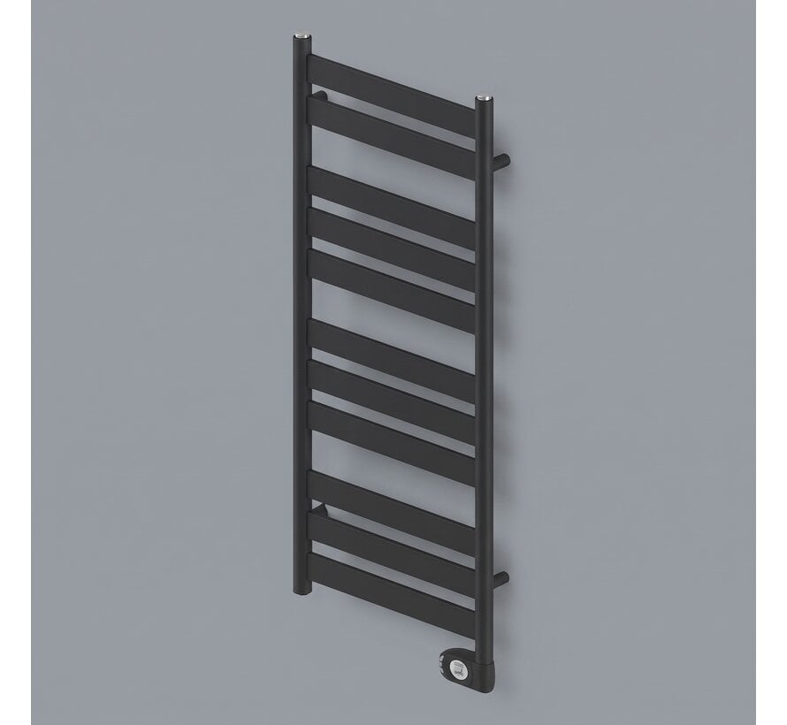 Adax Wave Elektrische Design Handdoekradiator Mat Zwart – Noors Comfort met LCD Display