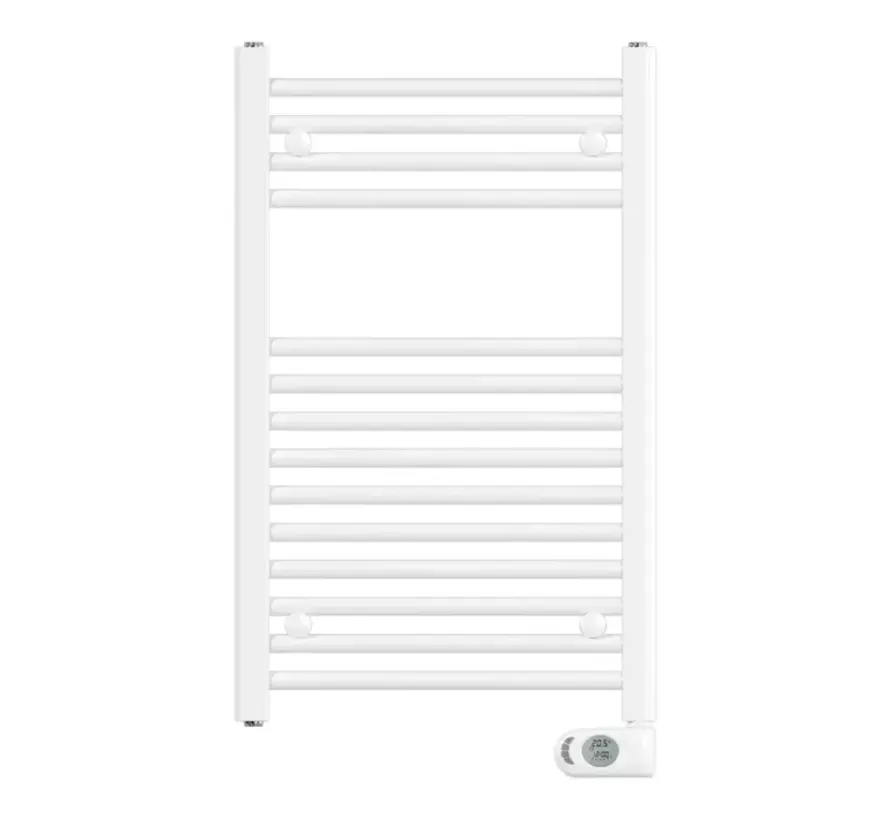 Adax Comfort Elektrische Design Handdoekradiator Mat Wit – Tijdloos D-Profiel met Musa Eco Display