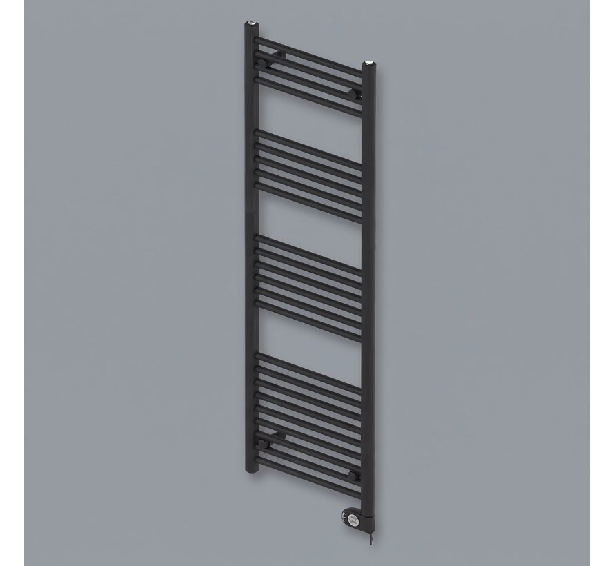 Adax Comfort Elektrische Design Handdoekradiator Mat Zwart – Tijdloos D-Profiel met Musa Eco Display