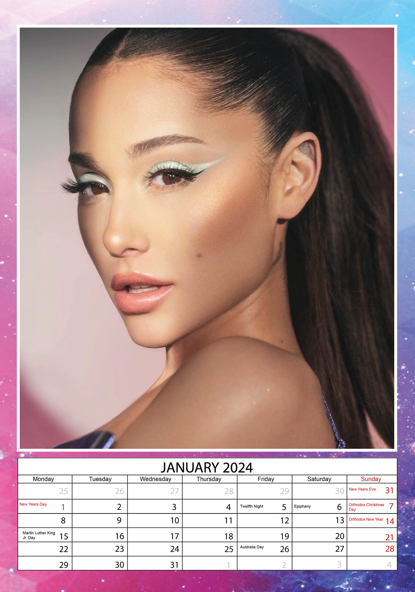 Dream Ariana Grande Calendar 2024