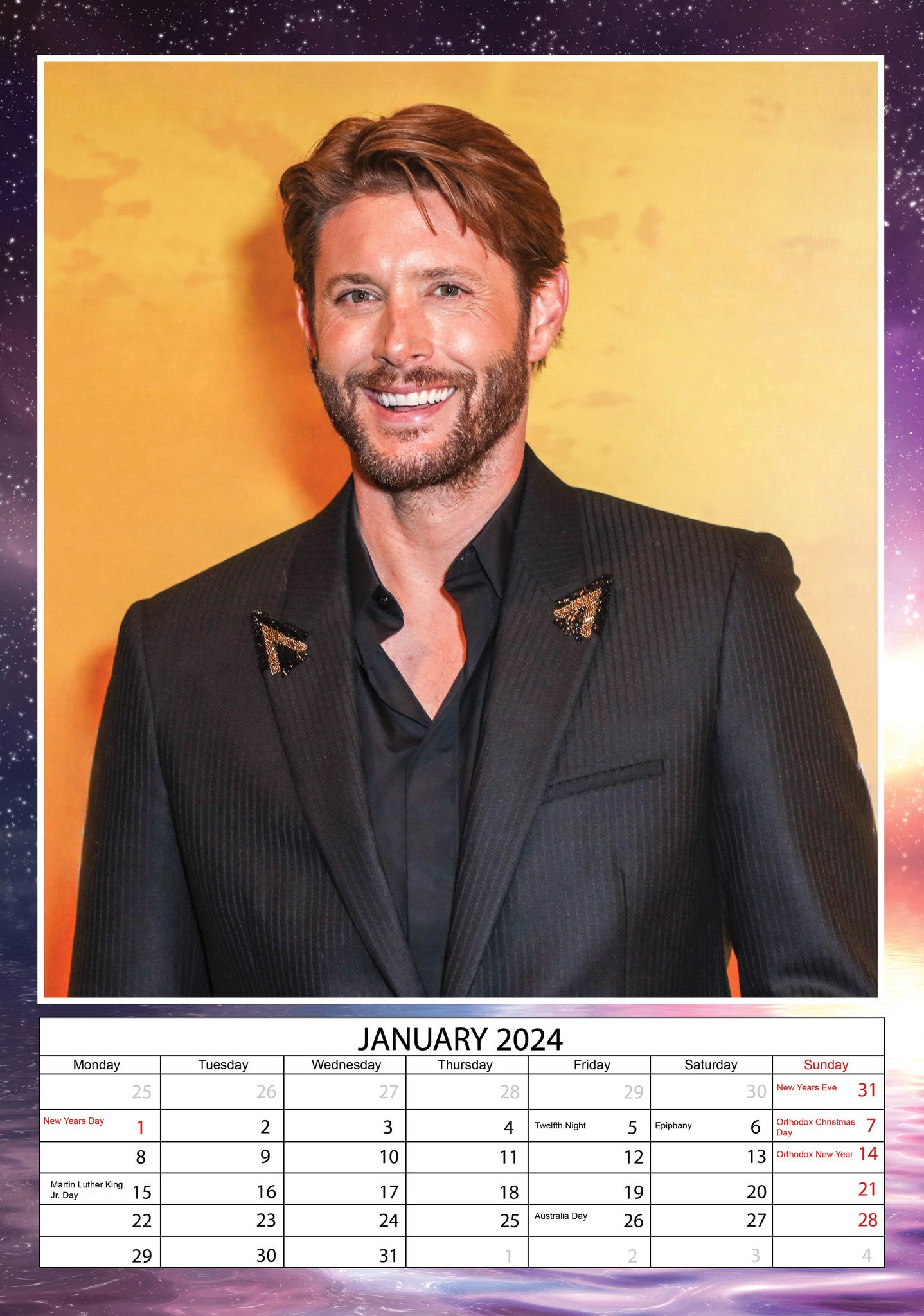 Dream Jensen Ackles Calendar 2024 A3
