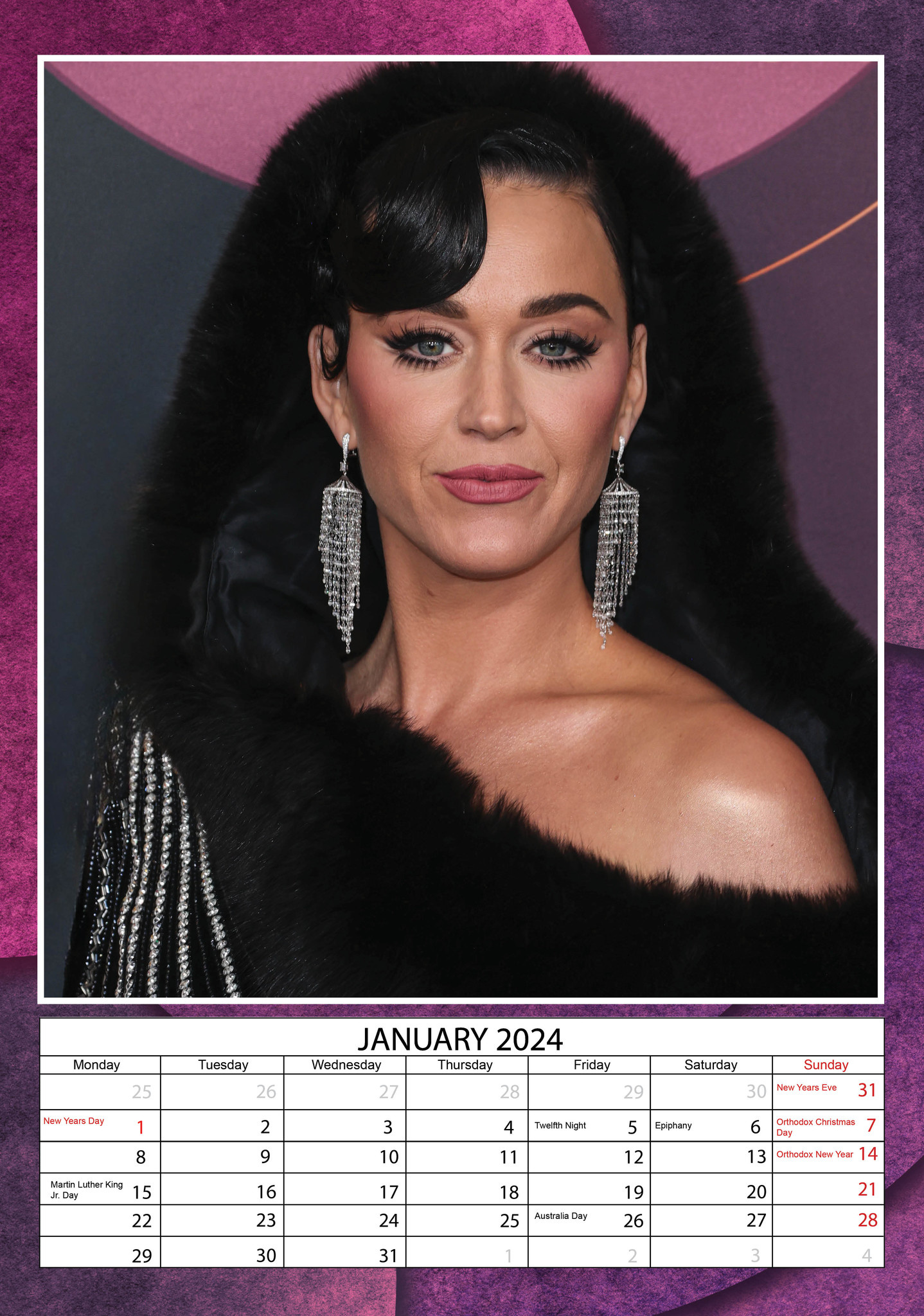 Dream Katy Perry Calendar 2025 A3