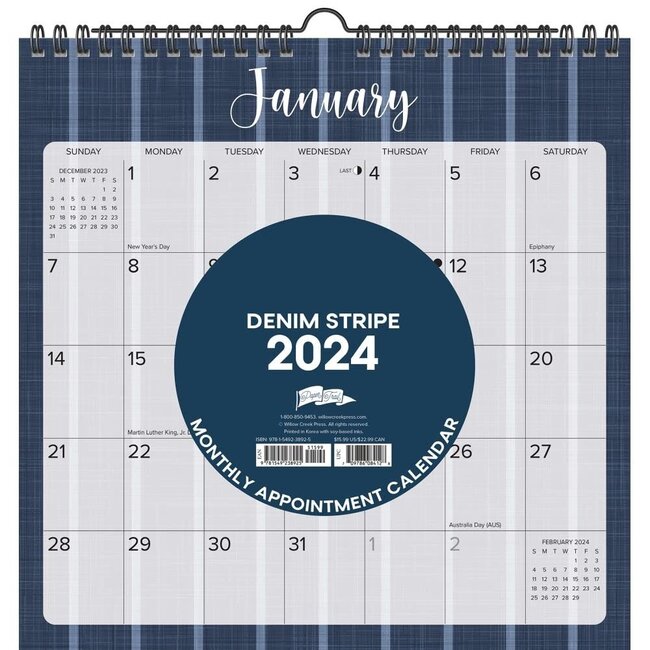 Willow Creek Denim Stripe Spiraal Kalender 2024