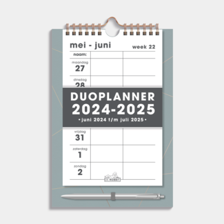 De Hobbit Duoplanner 2024 - 2025 Raster Grijsgroen