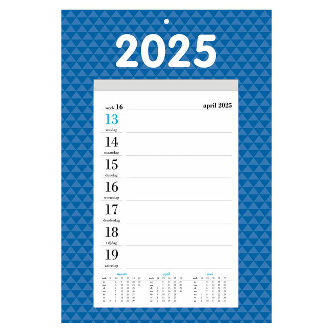Calendario settimanale 2025 su schermo