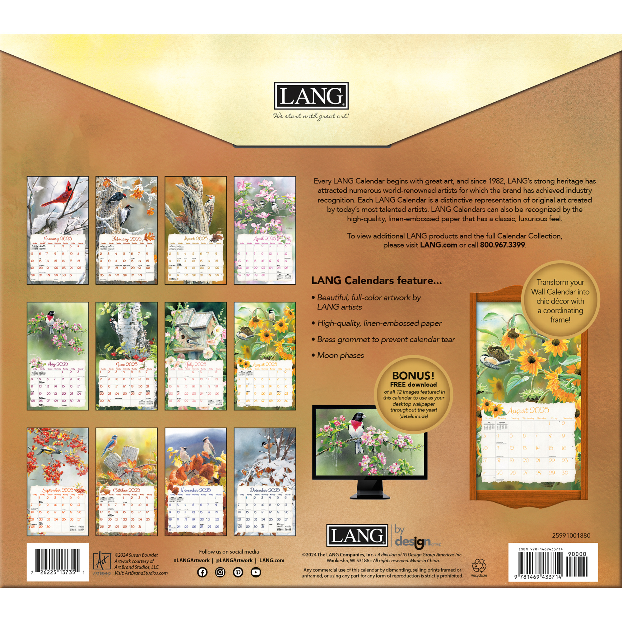 Buying Songbirds Calendar 2025 Art Work by Susan Bourdet
