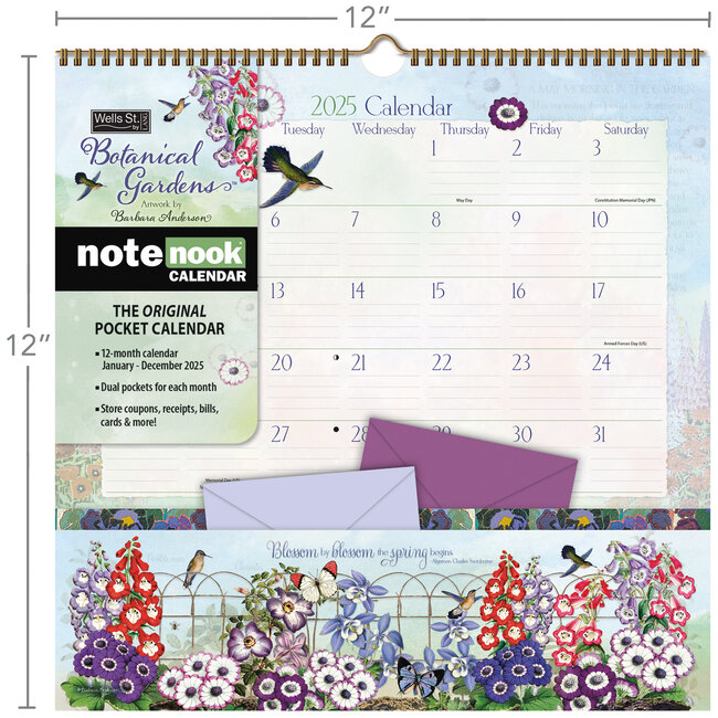 LANG Botanical Gardens Pocket Note Nook Calendar 2025