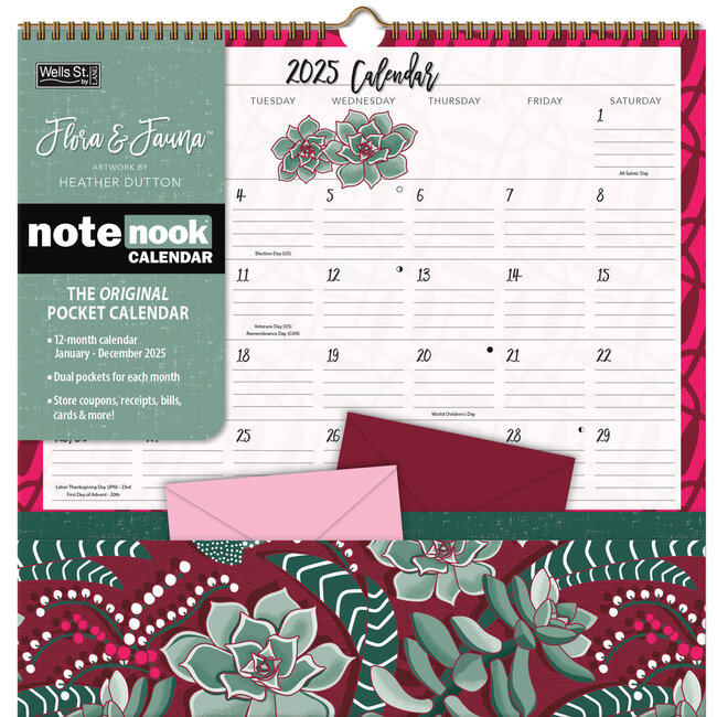LANG Flora and Fauna Pocket Note Nook Calendar 2025